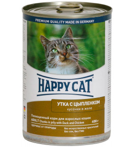 Happy Cat, влажный корм д/кошек (утка/цыпленок в желе)
